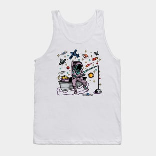 Astronaut Fisherman Fisher Fishing Planets Outer Space Day Tank Top